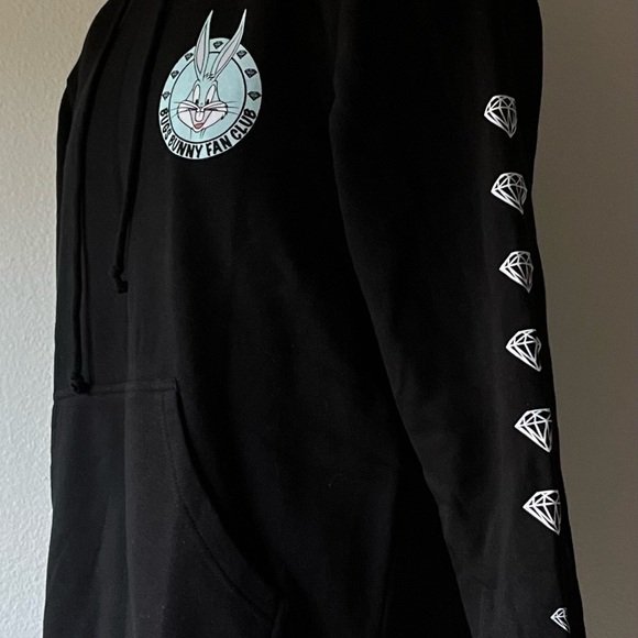 𝅺DIAMOND Supply Co Men’s Looney Tunes Bugs Bunny Hoodie NWT Black Size Medium. - Picture 2 of 5